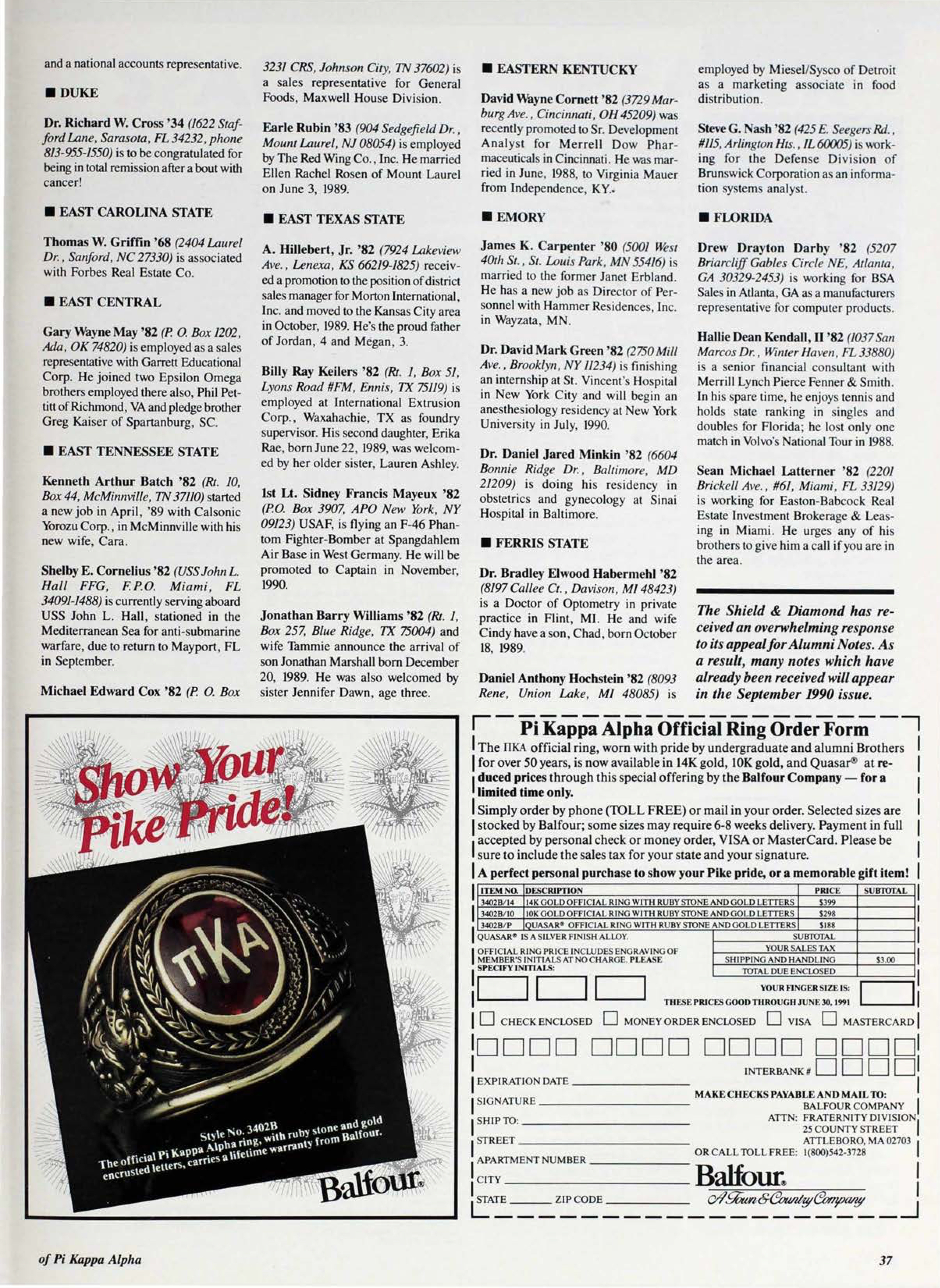 Balfour Company Advertisement, June 1990